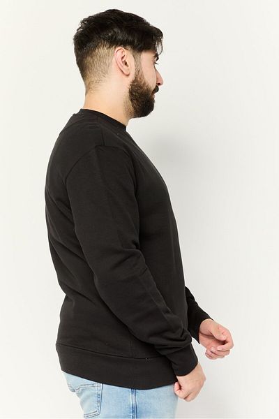 GAS Men Crew Neck Graphic Print Long Sleeves Sweatshirt, Black