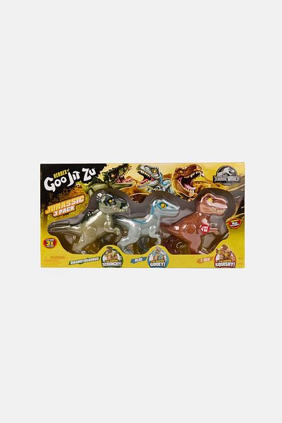 JURASSIC WORLD 3 Pack Heroes of Goo Jit Zu Action Figure 41468, Olive
