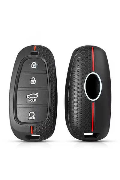 emii auto spare parts New Hyundai Tucson Santa Fe Key Case Cover Black/Red 4 Keys Model