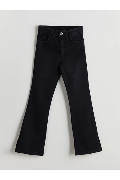 LC Waikiki Lcw Kids Black Girls' Jeans Pants with Adjustable Elastic Waist