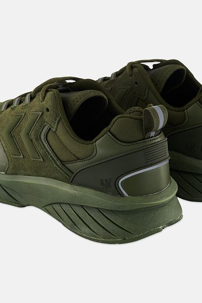hummel Men Marathona Reach Lx Tonal Rib Lace Up Running Shoes, Olive