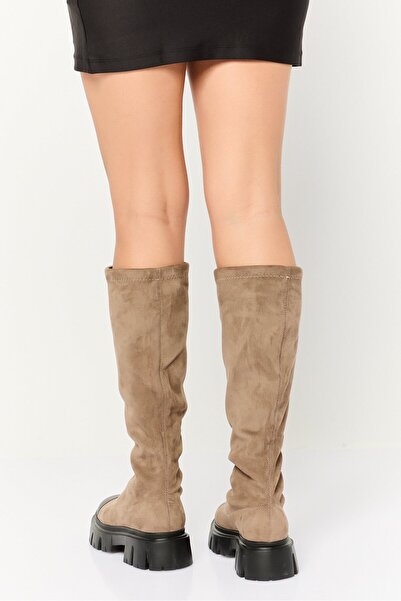 Steve Madden Women Slip On High Calf-Length Boots, Khaki