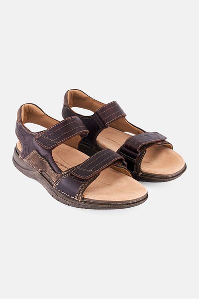 CLARKS Men Slandered Nature Trek Velcro Closure Sandals, Dark Brown
