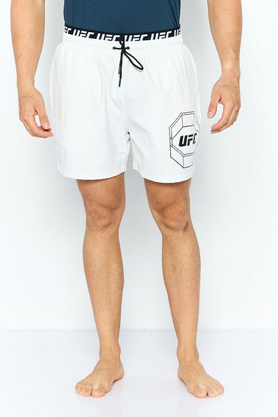 UFC Men Brand Logo Board Shorts Swimwear, White