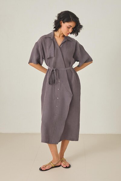 Setre Кава Асиметричний крій Пояс на талії Деталізована сукня