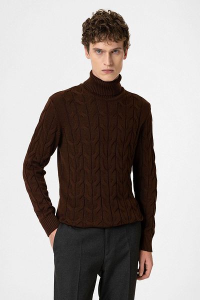 Antioch Dark Brown Braided Men's Sweater
