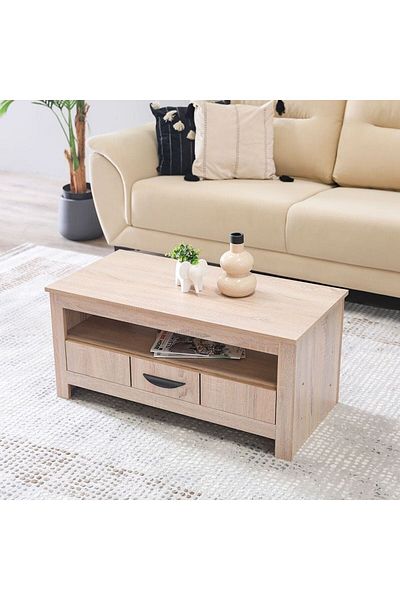 Danube Home Anton 1 Drawer Coffee Table  L90xW40xH40cm - Sonoma Oak
