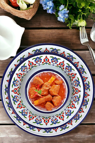 İnci Emaye 13-24-30 No 3'lü Emaye Yemek Tabağı, Tabak Servis, Yemek, Kamp Piknik, Çeyiz, Hediye