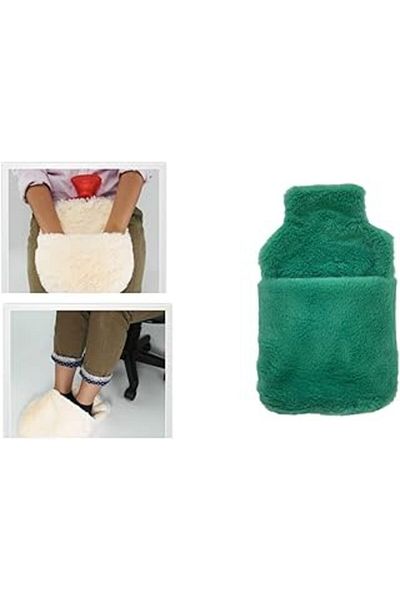 shop كيس ماء ساخن من بوسفور هومي مع جيب أخضر قطيفة ثيرموفور 32,5x17,5 سم 1500 مل