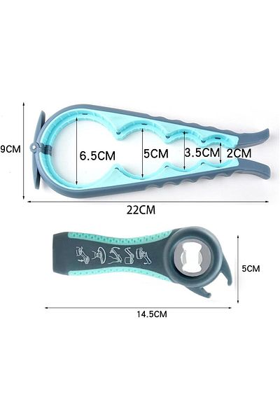 COOYA 5PCS Multi-Purpose Can Opener Set, 5 in 1 Bottle Opener, Non Slip Rubber Jar Opener, SA083(Blue)