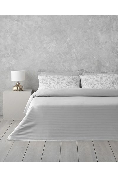 English Home Dainty Bird Cotton Satin Double Duvet Cover Set 200X220 cm Silver