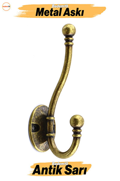 Badem10 Misket Askı Antik Sarı Vestiyer Portmanto Dolap Askılığı Duvar Banyo ...