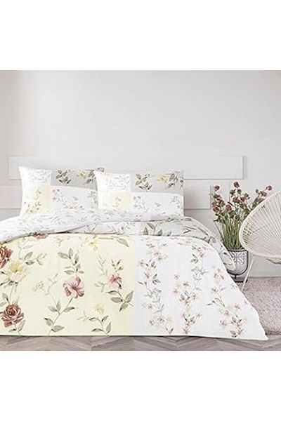 Hepta Collection Taç Cotton Sandra Duvet Cover Set Ecru Single