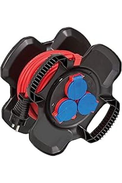 DERİK بكرة كابل مطاطية من Brennenstuhl X-gum Ip44 / بكرة كابل مطاطية لموقع البناء (10 متر، خارجي)
