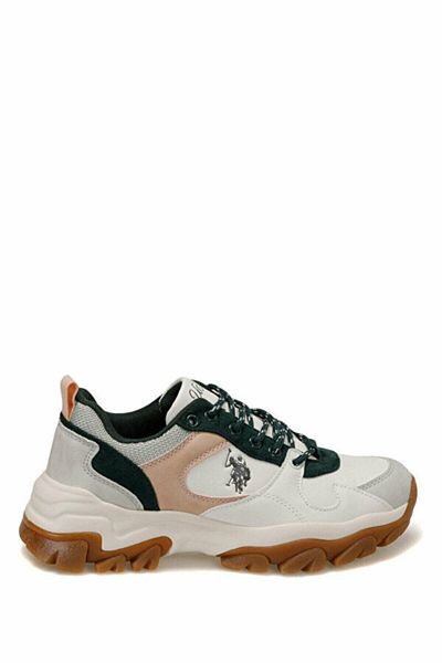U.S. Polo Assn. White Green Pink Women's Outdoor Sneaker 101038455