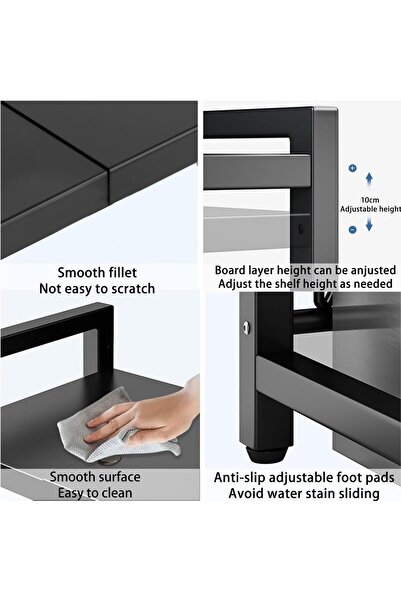 Generic SKY-TOUCH Microwave Oven Rack, Expandable Stand with 6 Hooks, Kitchen Utensil Storage