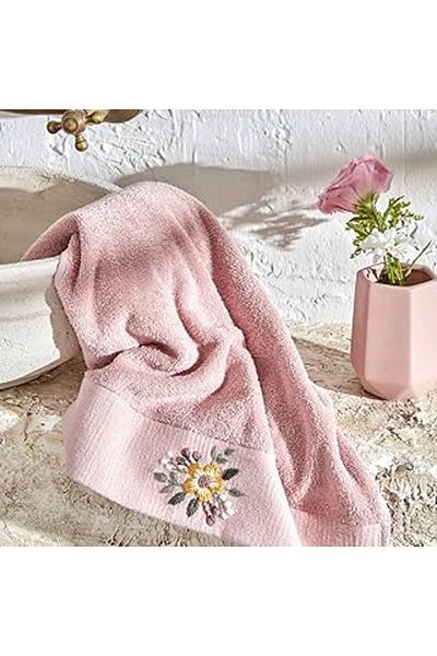 robotrend Karaca Home Comfort Touch Embroidered 100% Cotton Towel Powder 30X50 cm