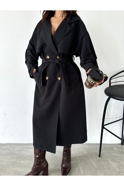 astakosmoda Kadın Trençkot Siyah