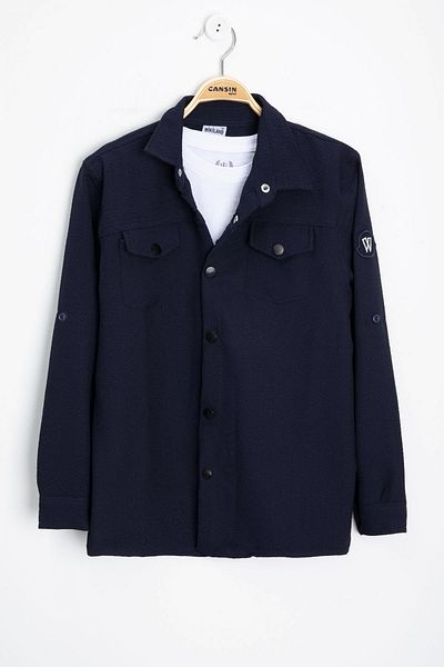Cansın Mini Set de 2 piese cămașă și tricou pentru băiat bleumarin