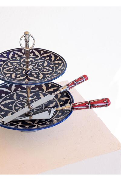 The Mia Corallo 2 Tier Cake Cake Service Blue 27X22X31 cm