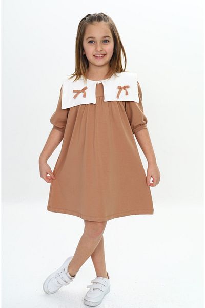 Toontoy Girl's Collar Detailed Dress
