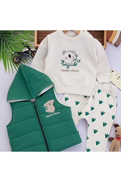Hippıl Baby 5106-3100 بدلة ثلاثية للرجال من Daddys Koala مع سترة - أخضر