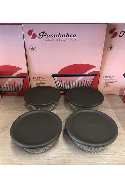 Paşabahçe Freesia Gray Covered 4-Piece Glass Bowl (Snack-Breakfast) 330 Cc