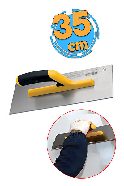 Badem10 Plastik Saplı Metal Düz Alçı Mala 35 cm Harç Derz Sıva Yüzey Düzleştirme Fugas Malası Saten