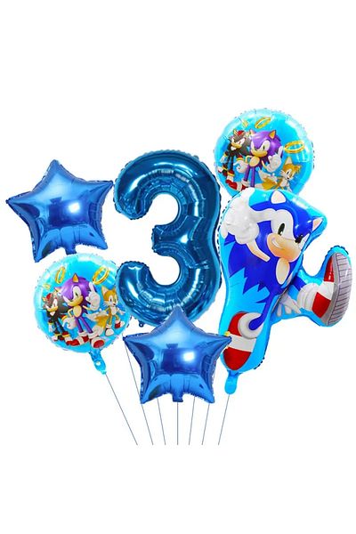 Miniso 1pack 6pcs 1 Set Ultimate Flash Sonic Birthday Balloons Set Sonic Helium Globos for Kids Boy Birthda