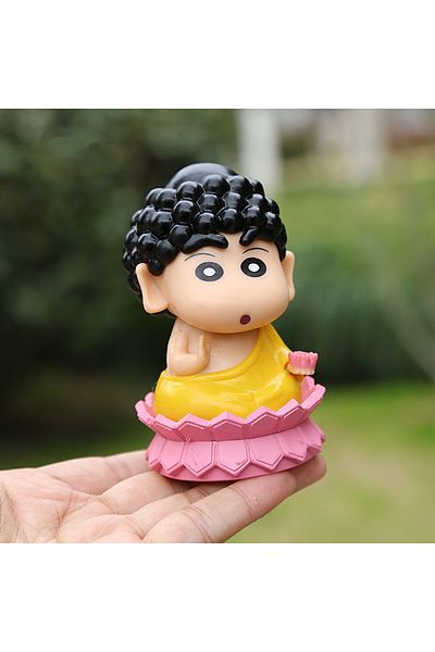 BANDAI yellow-no box 10cm Crayon Shin-chan Anime Figure Crayon Shin-chan Cos Buddha Action Figure PVC Statu