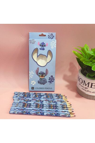 Choice B Colored pencil 12pcs/box Disney Anime Pencil Lilo&Stitch Series Kids Stationery Pen School Supplie