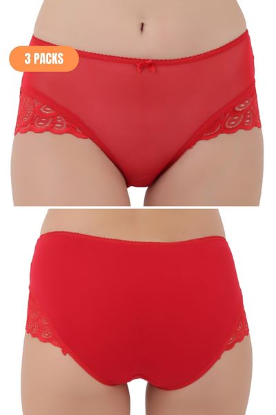Merry Secret's 3 Pieces Women's Basic Soft Textured Combed Cotton Panties