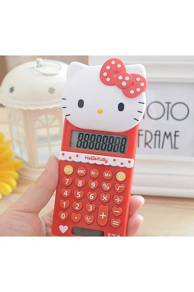 Miniso 01 Kawaii Hello Kitty Cute Sanrio new cartoon portable computer push-back Pocket calculator girl lea