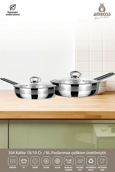 Amboss Sofia 4 Piece Stainless Steel Pan Set with Cover