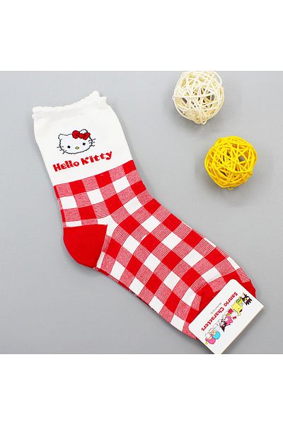 BANDAI Hello Kitty Sanrio Socks Cinnamoroll Hello Kitty Kawaii My Melody Kuromi Cartoon Anime Cute Childre