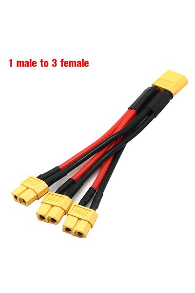 Choice 1 male to 3 female XT60 Parallel Battery Connector Male/Female Cable Dual Extension Y Splitter/ 3-Wa