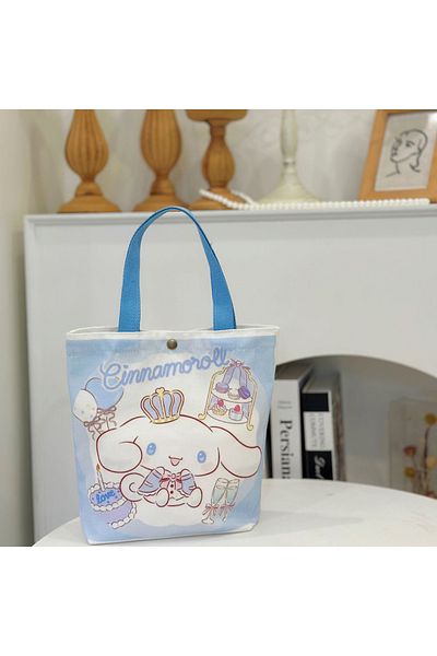 Miniso Cinnamoroll Kawaii Sanrio Cinnamoroll Canvas Bag Hello Kitty Cartoon Shoulder Bags Kuromi Casual Sho