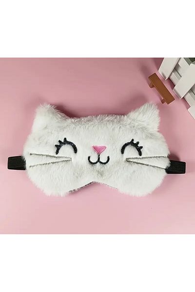 SS HOME CONCEPT Cute Kitten Plush White Sleeping Glasses, Sleeping Eye Patch