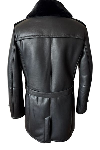 asus deri Black Ryl Second Hand Sheep Trench Coat Genuine Men's Fur
