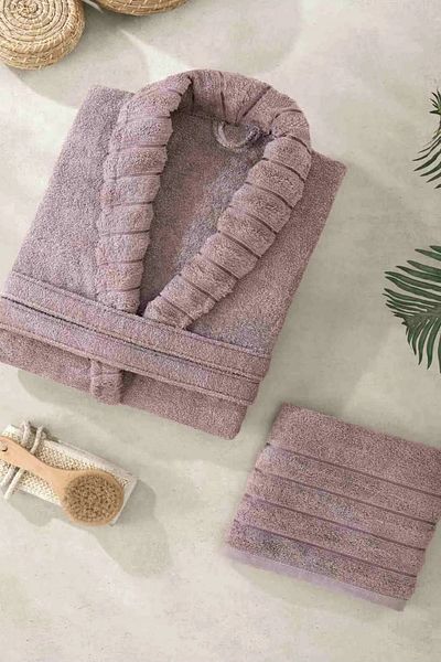 Formeya Handtuch-Bademantel-Set Gestreiftes Shalyaka-Bademantel-Set