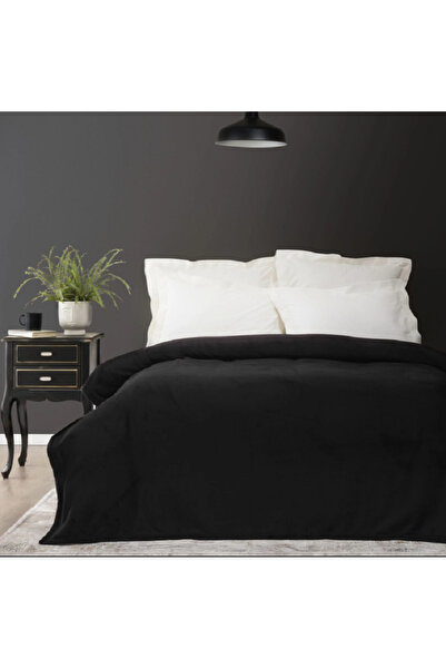 SESLİ HOME Luxury Single Plush Blanket 160X220 cm Black Plain 2.400g
