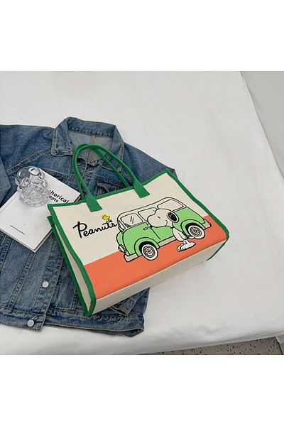 Hasbro Canvas Bag-3 Snoopy Cartoon Canvas Handbag Fashion Portable Satchel Kawaii Anime Mommy Canvas Bag Co