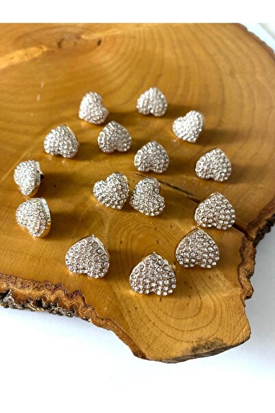 canan dizayn حجر خاص 15 ملم (24 مقاس) زر قلب ذهبي (10 قطع)