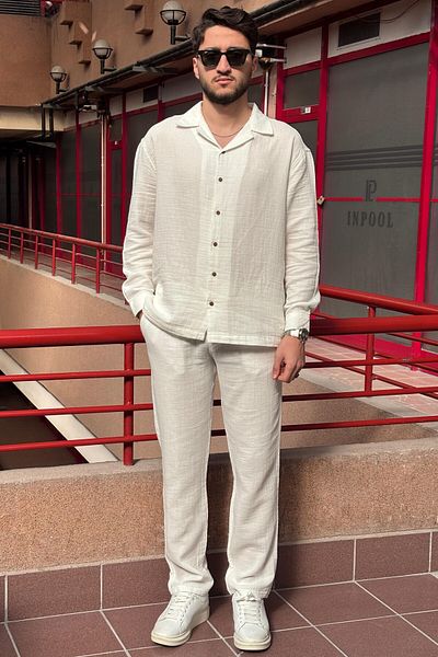 inpool Muslin Woven, Summer&Spring, 100% Cotton, Oversize Shirt-Pants Set G11-295