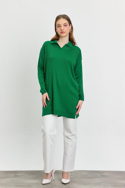 Rays 5410 Polo Neck Tunic B. Green