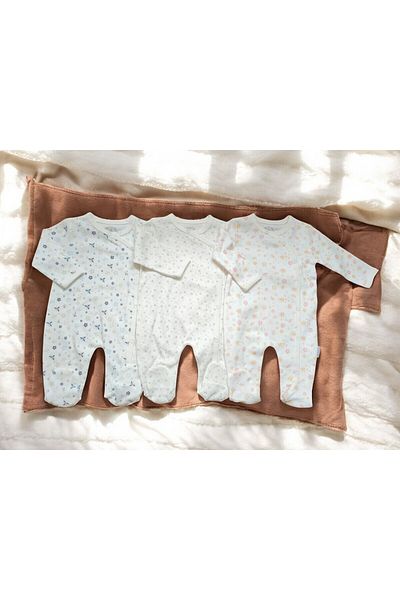 Butik Babydola Baby Combed Cotton 3 Piece Jumpsuit Set