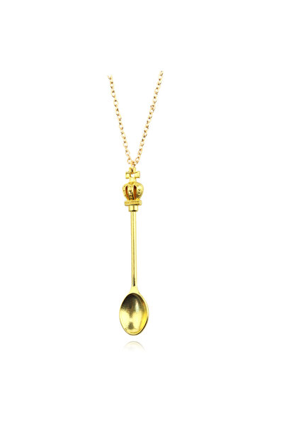 Choice1 Yellow Mini Crowns Spoon Necklace Vintage Mini Teaspoon Pendant Neckl...
