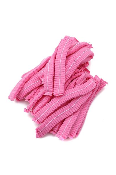 Choice Pink 100pcs/Pack Disposable Bathing Cap Hair Head Covers Net Bouffant Dustproof Anti Dust Caps Breat