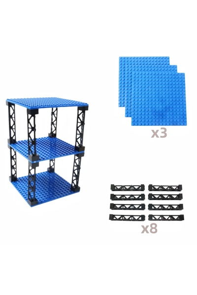 Choice1 ألواح بناء بلاستيكية متينة مزدوجة الجوانب باللون الأزرق، 3 قطع، ألعاب بناء مدينة إبداعية، ألواح بناء بلاستيكية، اصنعها بنفسك