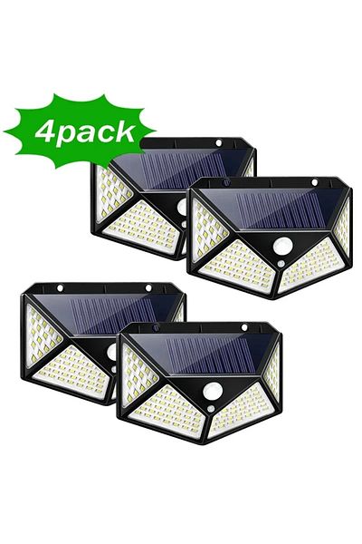 Choice 100LED 4Pcs- Black 1/2/4PCS New Solar Lights Outdoor Wall Lamp PIR Motion Sensor 100LED Solar Powere